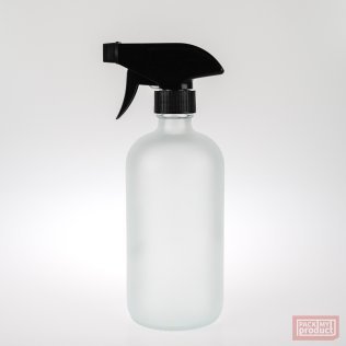 500ml Frosted Glass Boston Bottle with Black Trigger Spray