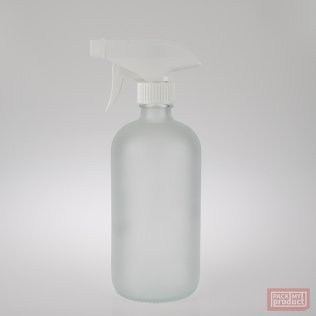 500ml Frosted Glass Boston Bottle with White Trigger Spray
