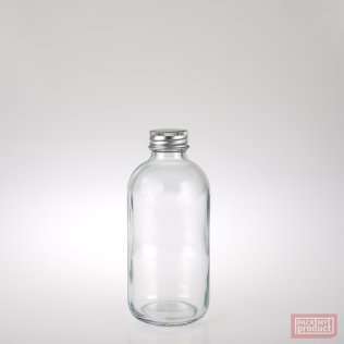 250ml Clear Glass Boston Bottle with Aluminium Cap