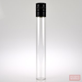 100ml Tube Bottle Clear Glass with Black Cap