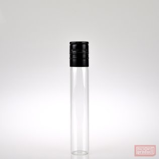 50ml Tube Bottle Clear Glass with Black Cap