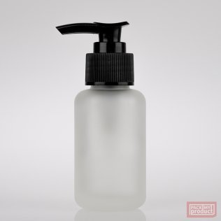 50ml Frosted Glass Round Bottle with Black Locking Lotion Pump
