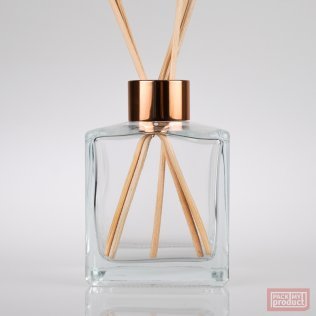 Heavy Square Glass Diffuser Bottle with Rose Gold Screw Cap