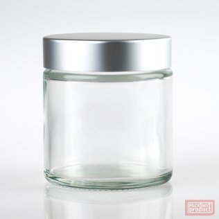 100ml Clear Glass Cosmetic Jar with Matt Silver Cap