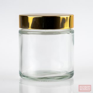 100ml Clear Glass Cosmetic Jar with Shiny Gold Cap