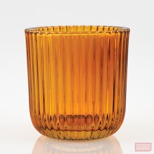 Large Round "Ribbed" Glass, Amber