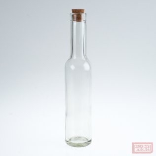 200ml Tall Round Clear Glass Bottle with Long Neck and Cork