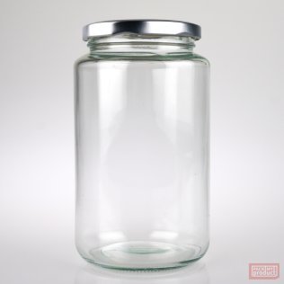 1000ml Clear Glass Squat Food Jar with 82mm Silver Twist Cap