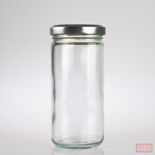 240ml Paragon Clear Glass Food Jar with 58mm Silver Twist Cap