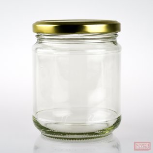 500ml Squat Clear Glass Food Jar with 82mm Gold Twist Cap
