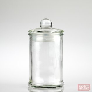 Antique French Apothecary Glass Jar with Knob Lid - Small