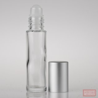 10ml Clear Glass Roll-on Bottle with Plastic Ball and Matt Silver Cap