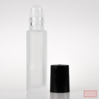 10ml Frosted Glass Roll-on Bottle with Plastic Ball and Black Cap