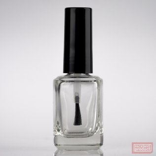 12ml Clear Glass Nail Polish Bottle with Black Brush Cap
