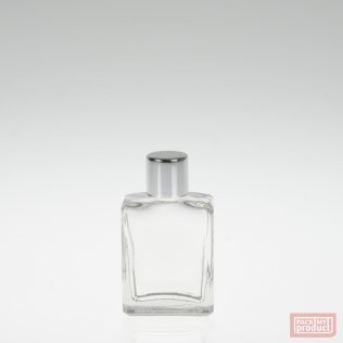 15ml Clear Glass Rectangular Perfume Bottle with Shiny Silver Wadded Cap