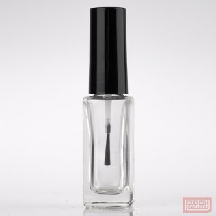 8ml Clear Glass Tall Square Perfume Bottle with Black Brush Cap