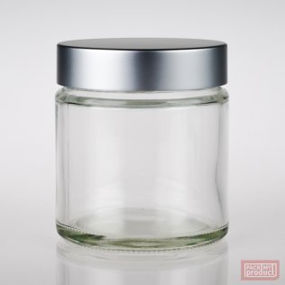 100ml Clear Glass Cosmetic Jar with Matt Silver Cap