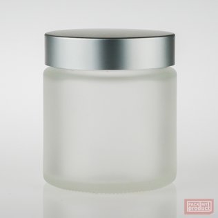 100ml Frosted Glass Cosmetic Jar with Matt Silver Cap