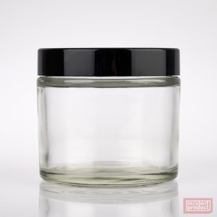 250ml Clear Glass Jar with Black Wadded Cap