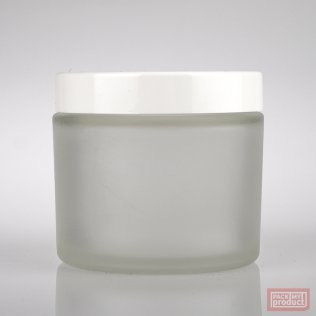 250ml Frosted Glass Jar with White Wadded Cap