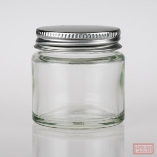 50ml Round Jar Clear Glass with Aluminium Wadded Cap