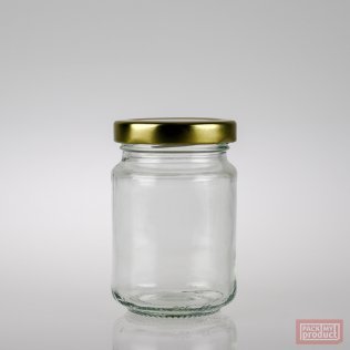 150ml Clear Glass Food Jar with 53mm Gold Twist Cap
