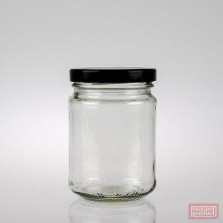 250ml Clear Glass Food Jar with 63mm Black Twist Cap