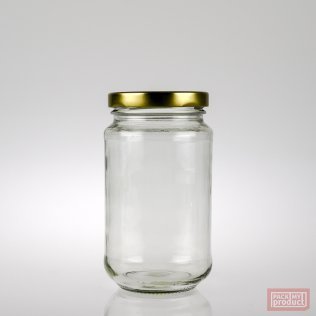 375ml Clear Glass Food Jar with 63mm Gold Twist Cap