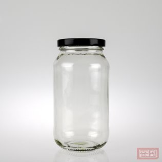 500ml Clear Glass Food Jar with 63mm Black Twist Cap