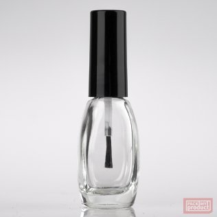10ml Clear Glass Oval Bottle with Black Brush Cap