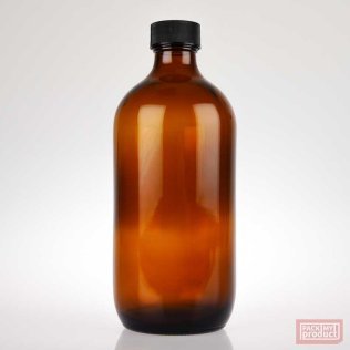 500ml Amber Glass Pharmacy Bottle with Black Cap