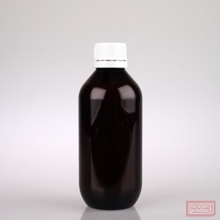 200ml Amber PET Plastic Bottle with White Tamper Cap