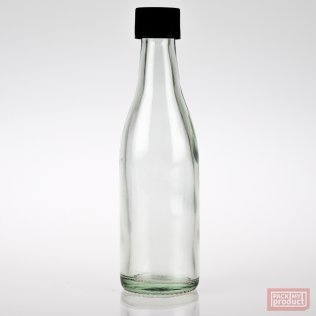 50ml Round Long Neck Clear Glass Bottle with Black Wadded Cap