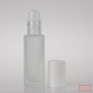 12ml Frosted Glass Square Roll-on Bottle with White Cap