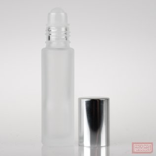 10ml Frosted Glass Roll-on Bottle with Plastic Ball and Shiny Silver Cap