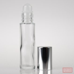 10ml Clear Glass Roll-on Bottle with Plastic Ball and Shiny Silver Cap
