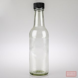 250ml Table Sauce Clear Glass Bottle with Black Cap