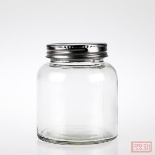 330ml Party Jar Clear Glass with Wadded Metal Screw Cap