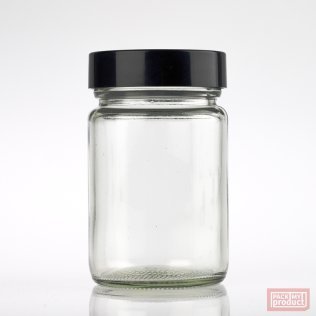 125ml Clear Glass Jar with Black Cap
