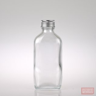 100ml Flat Oval Clear Glass Bottle with Aluminium Wadded Cap