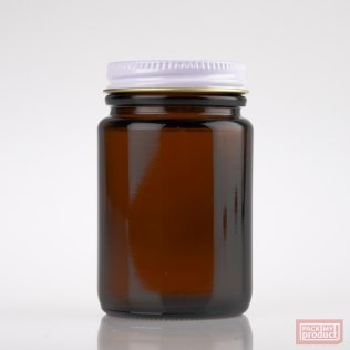 125ml Amber Glass Jar with White Tin Cap