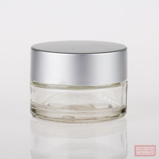 20ml Clear Glass Cosmetic Jar with Matt Silver Cap