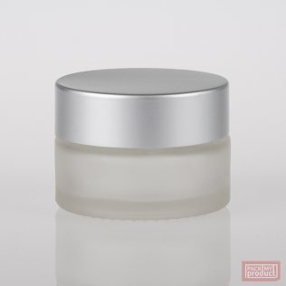 20ml Frosted Glass Cosmetic Jar with Matt Silver Cap