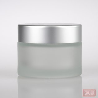 50ml Frosted Cosmetic Jar with Matt Silver Cap