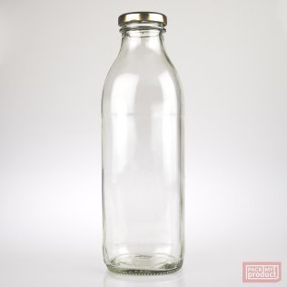 750ml Clear Glass Multi Serve Bottle with 43mm Gold Twist Cap