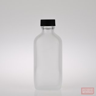 100ml Flat Oval Bottle Frosted Glass with Black Cap