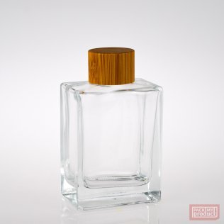 100ml Clear Glass Rectangular Bottle with Bamboo Wadded Cap