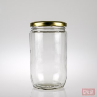 720ml Clear Glass Food Jar with 82mm Gold Twist Cap