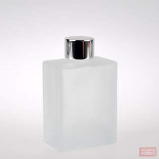 100ml Frosted Glass Rectangular Bottle with Shiny Silver Wadded Cap