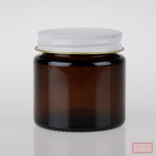 50ml Round Jar Amber Glass with White Tin Cap